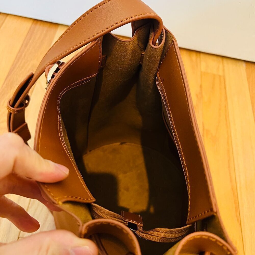 KATIE Q Celine Style Bucket Bag Leather Brown BRAND NEW - Picture 6 of 16